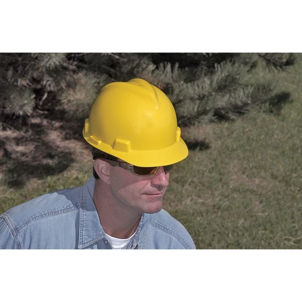 Msa Safety V-Gard Full Brim Hard Hat, Slotted, Type 1, Class E, Fas-Trac Ratchet Suspension, White - 475369