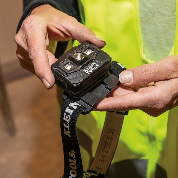 Klein Tools Rechargeable LED Headlamp and Work Light, For Hard Hats, 300 Lumens, Three Modes, All-Day Runtime - 56062