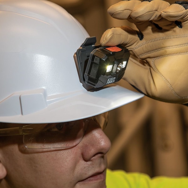 Klein Tools Rechargeable LED Headlamp and Work Light, For Hard Hats, 300 Lumens, Three Modes, All-Day Runtime - 56062