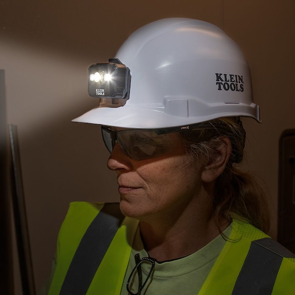Klein Tools Rechargeable LED Headlamp and Work Light, For Hard Hats, 300 Lumens, Three Modes, All-Day Runtime - 56062