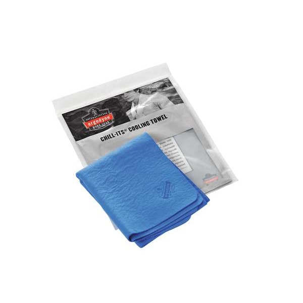 Ergodyne Evaporative Cooling Towel, PVA, Long Lasting Cooling Relief, 29.5 in L x 13 in W, Blue - 6602