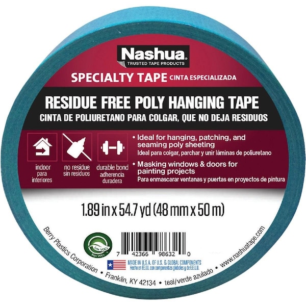 Cinta de lámina Nahua Nashua de 48 mm x 50 m, color turquesa de 7 mil - 1542737