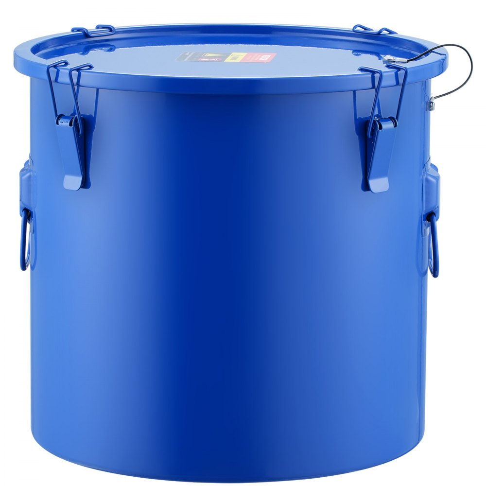 VEVOR Fryer Grease Bucket, 10 Gal Oil Disposal Caddy Carbon Steel Fryer Oil Bucket with Rust-Proof Coating, Oil Transport Container with Lid, Lock Clips, Filter Bag for Hot Cooking Oil Filtering, Blue - WHLYZTTG10JLFHKX1V0
