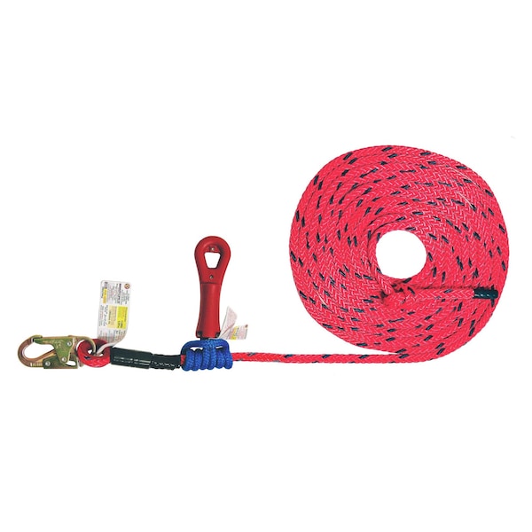 Super Anchor Safety 30ft Deluxe 5/8" 12-Strand Lifeline w/Snaphook +No. 4015 SuperGrab. Retail Box - 4034-30SG