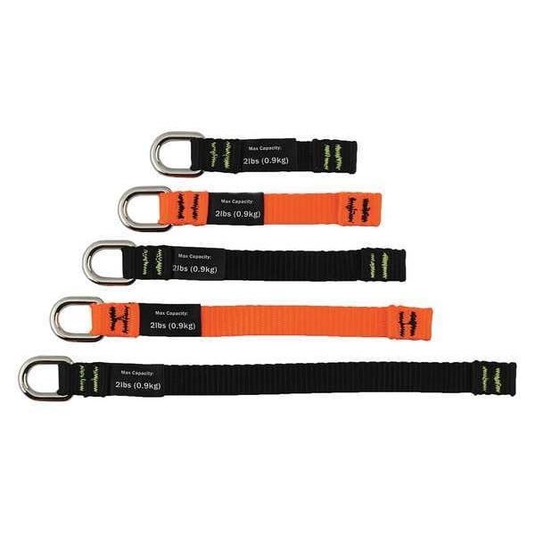 Ergodyne Web Tool Tails, 2 1/2 in to 8 1/2 in, Black/Orange - 3700