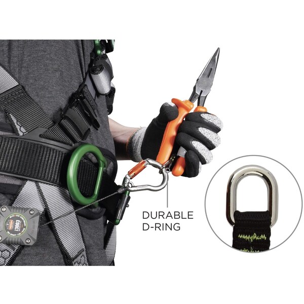 Ergodyne Web Tool Tails, 2 1/2 in to 8 1/2 in, Black/Orange - 3700