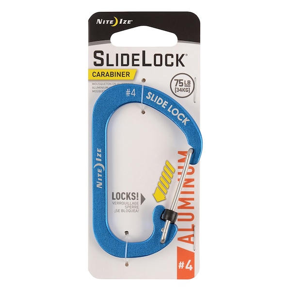 Nite Ize 2023 Nite Ize Slidelock Carabiner Aluminum #4, Blue - NIT-CSLA4-03-R6
