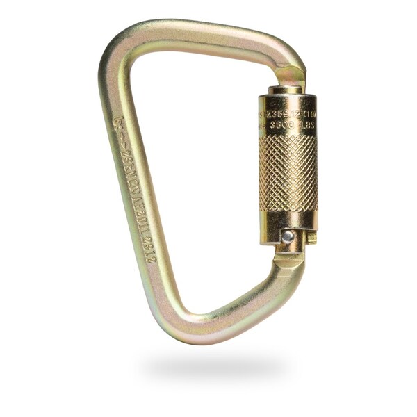 Malta Dynamics Carabiner, Twist Self-Locking, Pear, 5.5 in Length, .84 in Gate Opening, Zinc Plated Alloy Steel - C1000