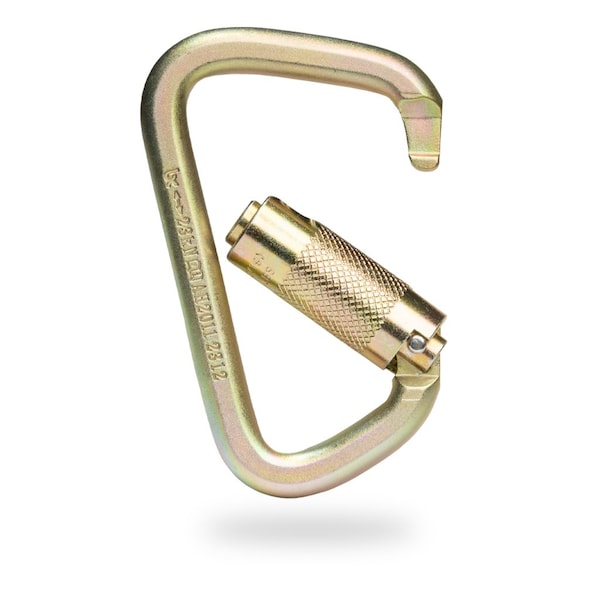 Malta Dynamics Carabiner, Twist Self-Locking, Pear, 5.5 in Length, .84 in Gate Opening, Zinc Plated Alloy Steel - C1000