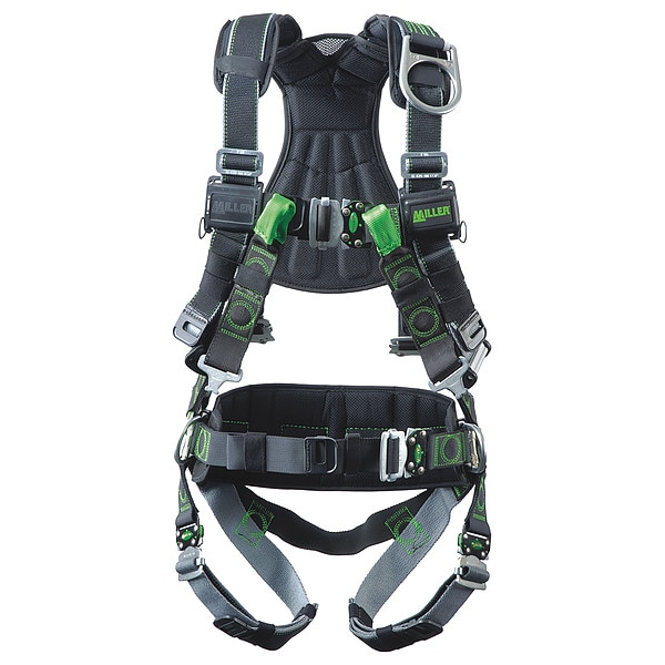 Honeywell Miller Revolution(R) Full Body Harness, L/XL, 400 lb., Quick-Connect Chest/ Quick-Connect Leg Buckles - RDTSL-QC-BDP/UBK