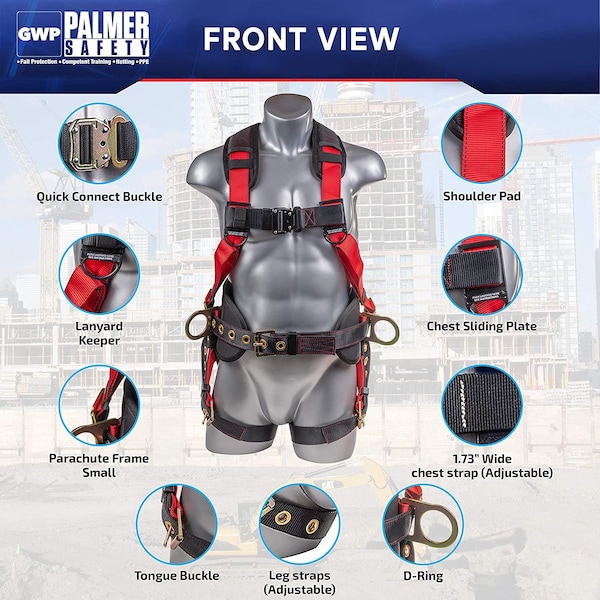 Palmer Safety M, 310 lb., Quick Connect Chest/ Yes Leg Buckles - H222101121MD