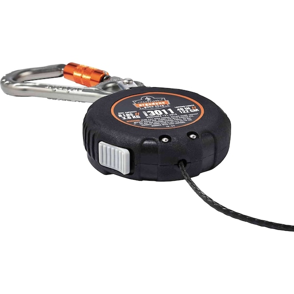 Ergodyne Retractable Lanyard, 4 ft., 8 lb. Weight Capacity, Black - 3011