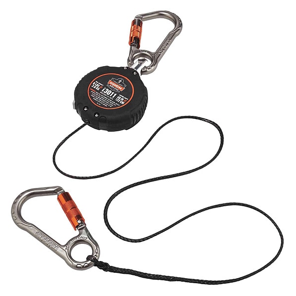 Ergodyne Retractable Lanyard, 4 ft., 8 lb. Weight Capacity, Black - 3011