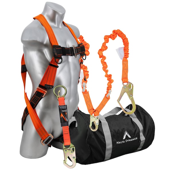 Malta Dynamics WARTHOG PASS THRU SAFETY HARNESS FALL PROTECTION KIT WITH 6ft DOUBLE LEG STRETCH LANYARD - C5117-B2000