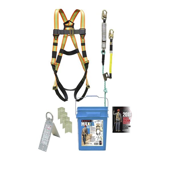 Super Anchor Safety MAX-FA Bucket Kit: No. 5501-30 Maxima 50ft Lifeline w/Factory Attached Energy Absorber/Rope Grab. - 3302-50