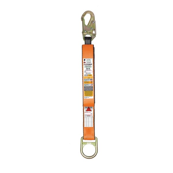 Super Anchor Safety ANSI Z359.13 Energy Absorber A-End Snaphook B-End D-ring. 26" Service Length. - 6186-HD