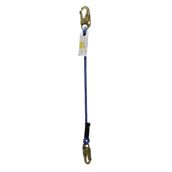 Super Anchor Safety 4ft Rope Lanyard Blue Tenex 1/2" 12-Strand w/Snaphook on Both Ends - 4108-4