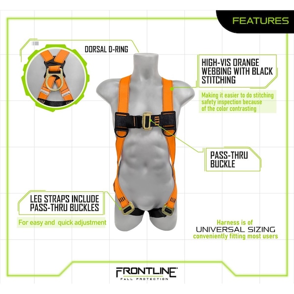 Frontline Combat Economy Series Full Body Harness, Universal - 100VMB-UN