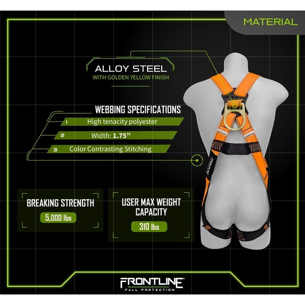 Frontline Combat Economy Series Full Body Harness, Universal - 100VMB-UN