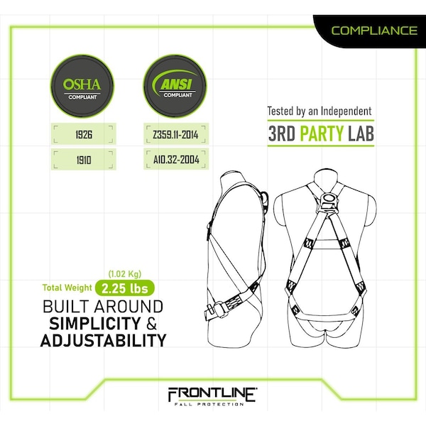 Frontline Combat Economy Series Full Body Harness, Universal - 100VMB-UN