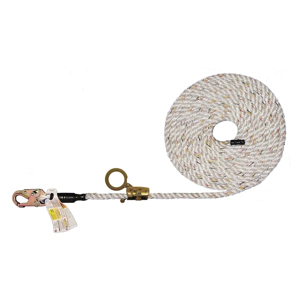 Super Anchor Safety 50ft Value 5/8" 3-Strand Lifeline w/Snaphook +No. 4015-Z Fall Arrester Zinc. Retail Box - 4024-50Z