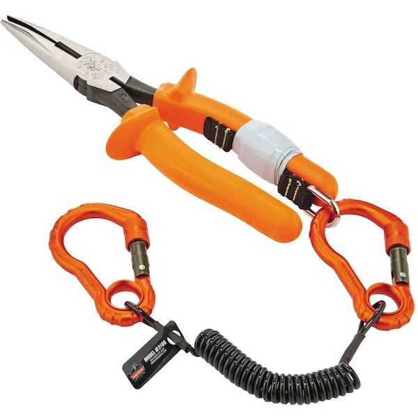 Ergodyne Coiled Lanyard, 4 ft., 2 lb. Weight Capacity, Black/Orange - 3166