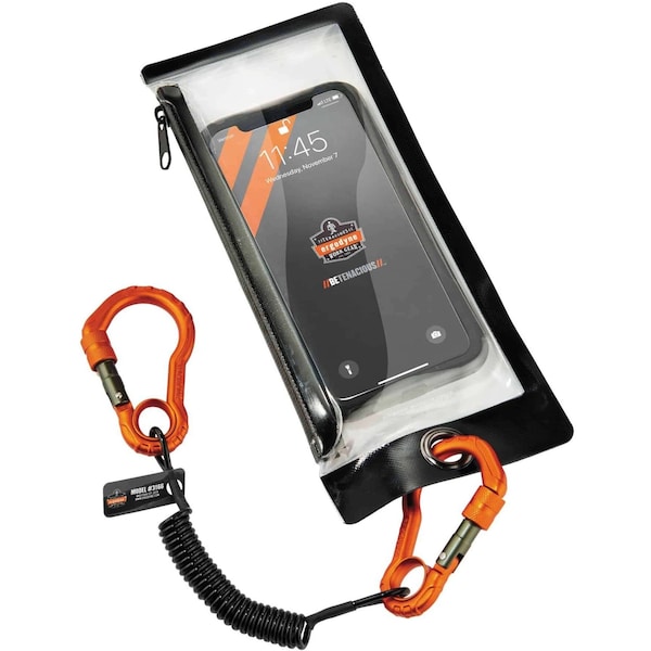Ergodyne Coiled Lanyard, 4 ft., 2 lb. Weight Capacity, Black/Orange - 3166