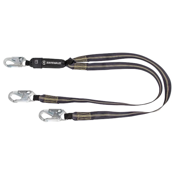 Safewaze Welding 6' Energy Absorbing Lanyard: Dual Leg, Snap Hooks - FS77330-FR-DL