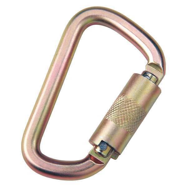3M Dbi-Sala Carabiner, Twist-Lock, Offset-D, 4 5/16 in Length, 11/16" Gate Opening, Steel, Yellow - 2000112