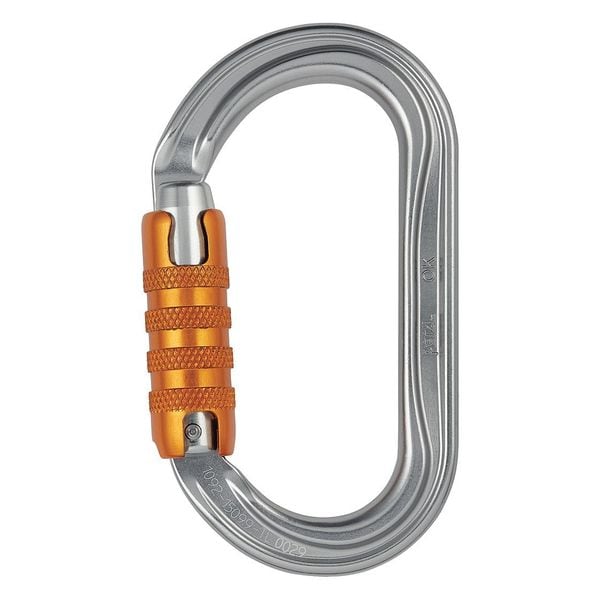 Petzl Carabiner, Auto-Lock, 4" Length, 51/64" Gate Opening, Aluminum, Gray - M33A TL