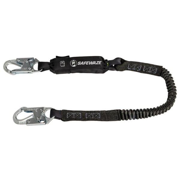 Safewaze PRO 6' Stretch Energy Absorbing Lanyard: 12' FF Steel Snap Hooks - FS88760-FF