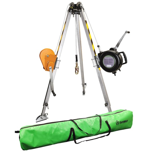 Safewaze 7ft Adjustable Tripod Kit, 65ft Material Winch, 65ft 3-Way, Storage Bag - 019-11003