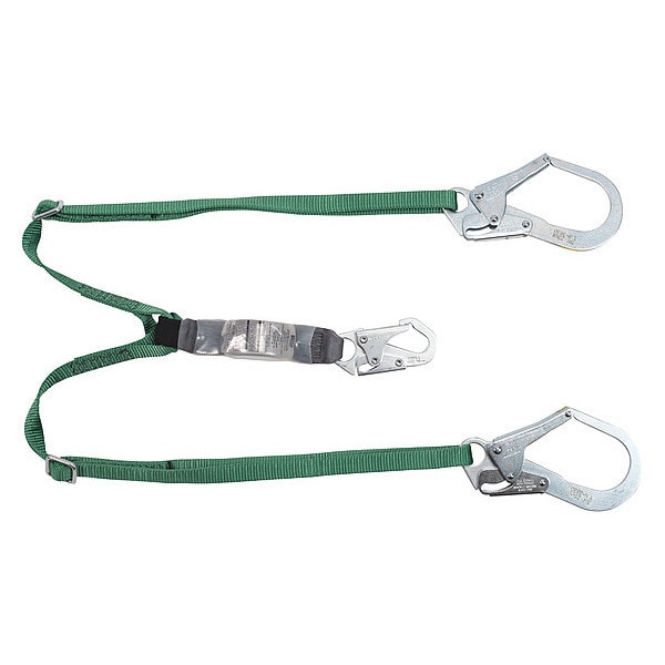 Msa Safety Standard twin-leg adjustable energy absorbing lanyard, 6 ft, 36CL large snaphooks, ANSI Z359.13 - 10191758