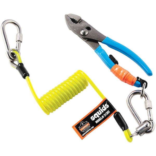 Ergodyne Coiled Lanyard, 48", 2 lb. Weight Capacity, Lime - 3130S