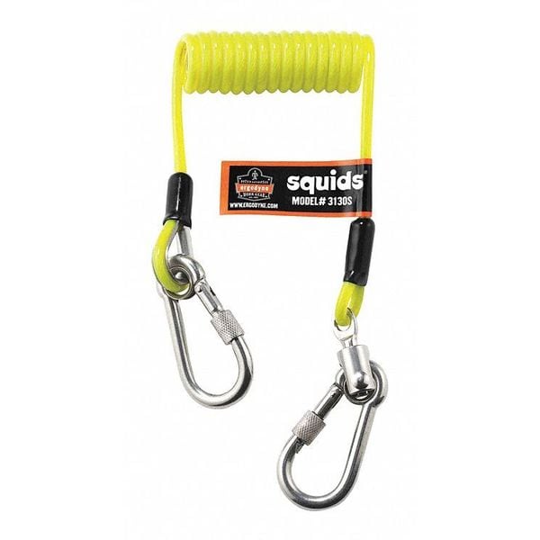 Ergodyne Coiled Lanyard, 48", 2 lb. Weight Capacity, Lime - 3130S