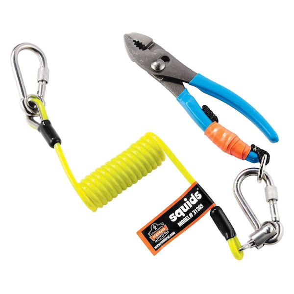 Ergodyne Coiled Lanyard, 48", 2 lb. Weight Capacity, Lime - 3130S