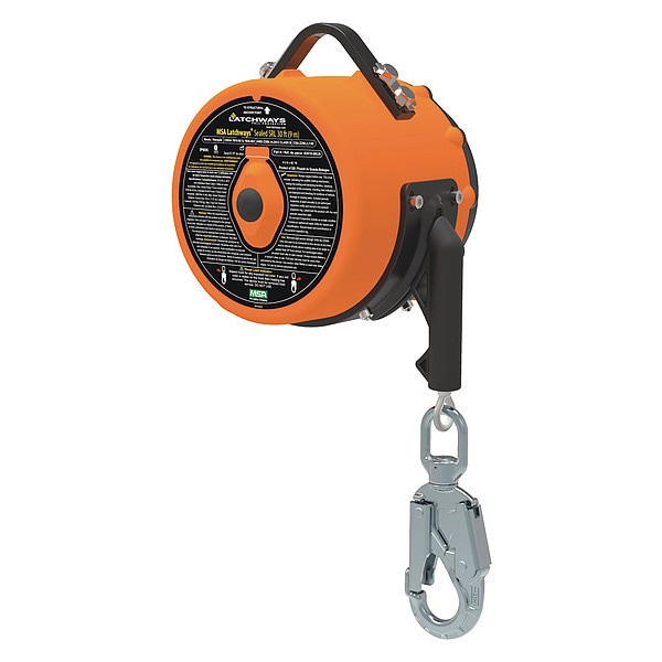 Msa Safety Self-Retracting Lifeline, 310 lb Weight Capacity, Gray - 62810-00US