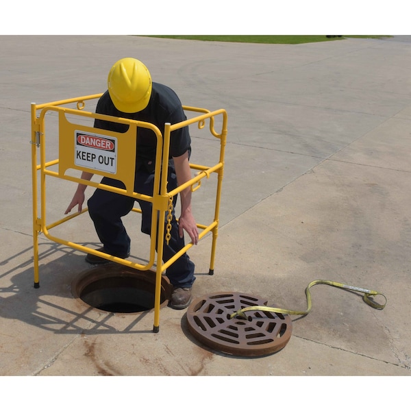 Vestil MAN HOLE GUARD RAIL UP TO 32" WITH SIGN - MHGR-32-SI-D-01