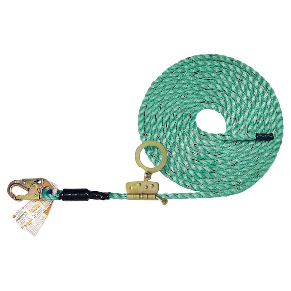 Super Anchor Safety 25ft Maxima 5/8" 3-Strand Lifeline w/Snaphook +No. 4015-Z Fall Arrester Zinc. Retail Box - 4084-25Z