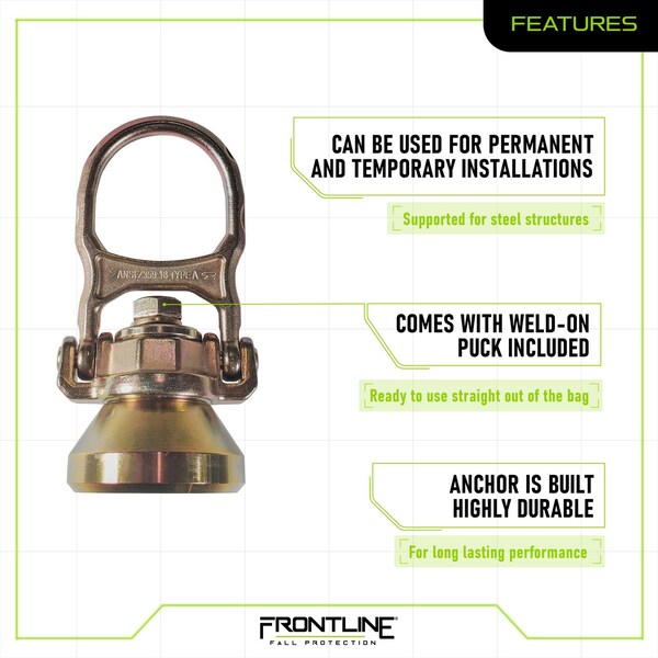 Frontline ALPHA Swivel 5k Steel Anchor with Weld-on Puck - STWD5K
