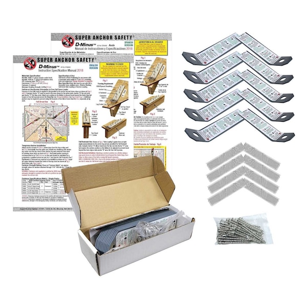 Super Anchor Safety D-Minus Anchor Gray 11ga Steel. Includes Fasteners and Butyl Flashing Strips. 10pc Retail Box - 1075