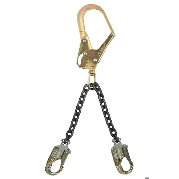 Falltech Rebar Positioning Assembly With Clevis Pin Steel Snap Hooks and Grade 80 Chain, 425 lb Load, 2 Legs,  - 8250