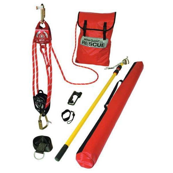 Honeywell Miller Rescue System, Aluminum, Forged Alloy Steel, Kernmantle Rope, Full Body Harness, 310 lb - QP-1/50FT
