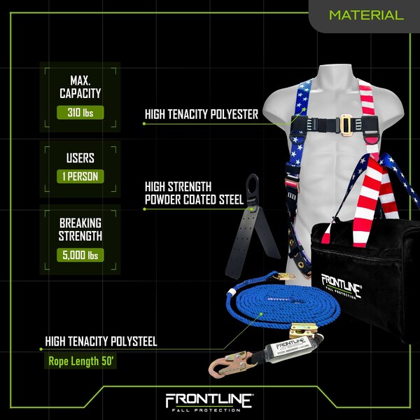 Frontline Combat American Style Complete Roofers Kit with 50' VLL - RK5PTB50-AM