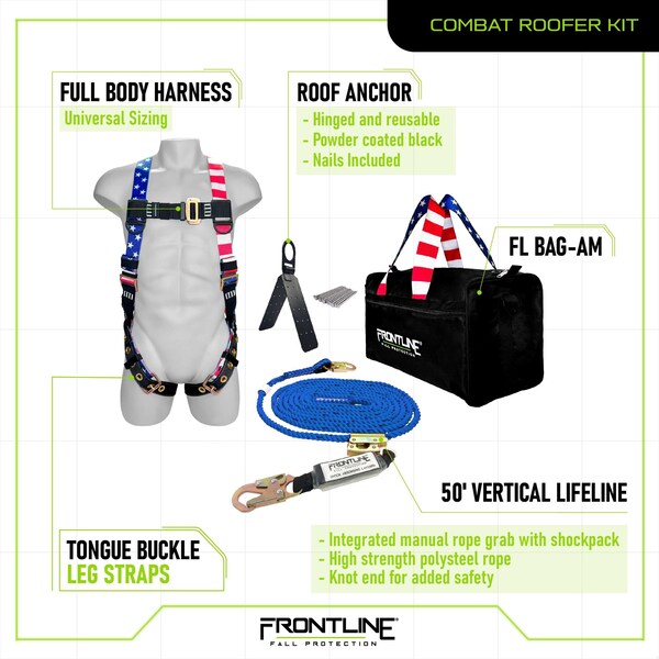 Frontline Combat American Style Complete Roofers Kit with 50' VLL - RK5PTB50-AM