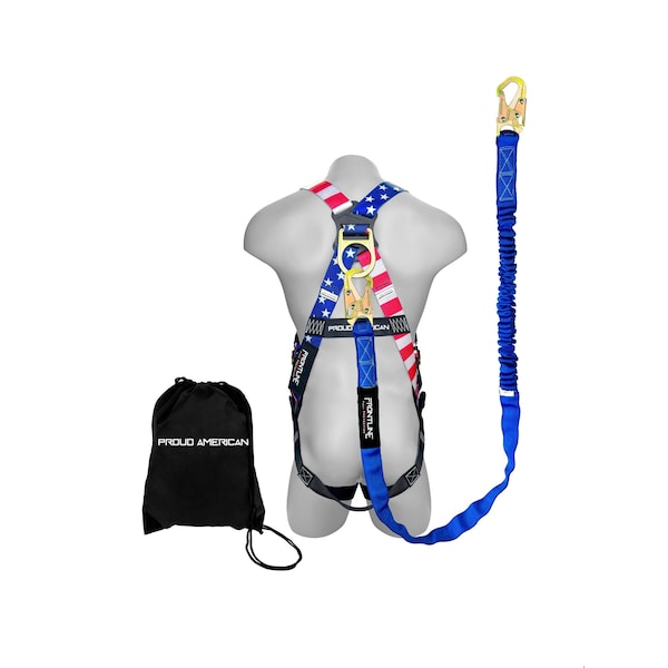 Frontline Combat American Style Compliance Kit - Harness, 6' Single Leg Lanyard and Drawstring Bag - K100-61S-AM