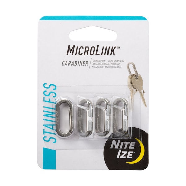 Nite Ize MICROLINK™ CARABINER - 4 PACK, Stainless Steel, Silver - KL-11-4R3