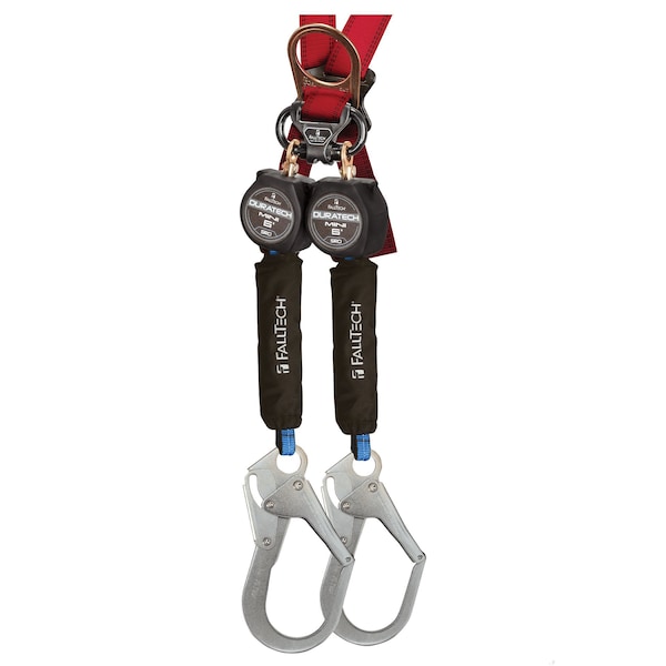 Falltech DuraTech Mini Web Self-Retracting Lifeline With Alignment Clip and Steel Rebar Hooks, 310 lb Load, 6 - 72706TB3
