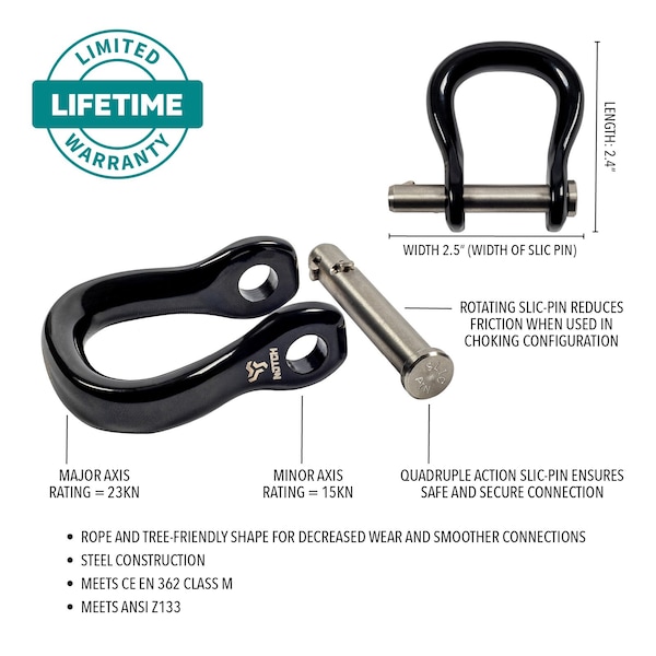 Notch Quickie Shackle, 2.48 in Length, 1.14 in Gate Opening, Steel, Black - 99706