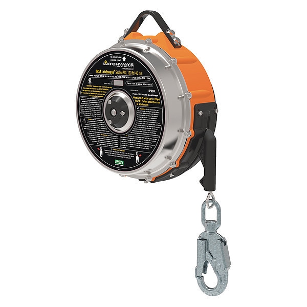 Msa Safety Self-Retracting Lifeline, 310 lb Weight Capacity, Gray - 62841-00US